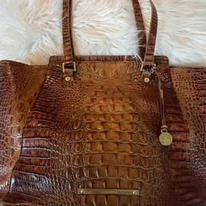 Brahmin Leather Crocodile Embossed Tote Bag